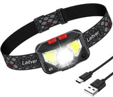 Laitver LED Head Torch, USB Rechargeable LED Headlamp Headlight - Super Bright 8 Lighting Modes, Motion Sensor, White&Red Light, Long Battery Life - Waterproof Lightweight Headlight