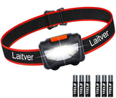 Laitver Waterproof Head Torch Rechargeable with 3 Lighting Modes