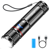 Laitver LED Flashlight Rechargeable with Adjustable Focus Flashlight with 5 Lighting Modes - Upgraded LED Beads