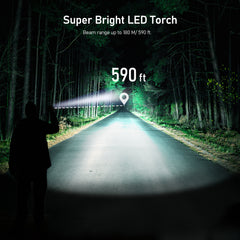 Laitver Waterproof Pocket Size LED Torch Battery Powered with Adjustable Focus Flashlight (2000L)