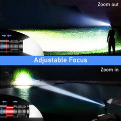 Laitver LED Flashlight Rechargeable with Adjustable Focus Flashlight with 5 Lighting Modes - Upgraded LED Beads