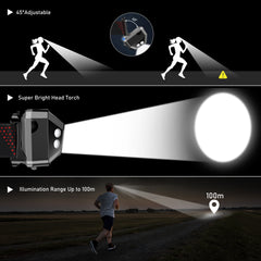 Laitver Head Torch Rechargeable, Super Bright LED Headlamp with Sensor Control & Red Light, 5 Lighting Modes, IPX5 Waterproof 30 Hrs Runtime for Power Cuts, Emergency, Running, Hiking etc.