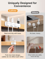 Laitver Cable Clips Holders - 6 Pack [Magnetic Buckle 1s Open/Lock] Cable Tidy Cord Cable Management,No-residue Strong Adhesive Desk Wire Organizer Charging Cable Keeper for USB,Car, Home, Office