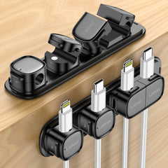 Laitver Cable Clips Holders - 6 Pack [Magnetic Buckle 1s Open/Lock] Cable Tidy Cord Cable Management,No-residue Strong Adhesive Desk Wire Organizer Charging Cable Keeper for USB,Car, Home, Office