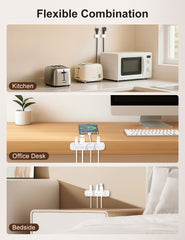 Laitver Cable Clips Holders - 6 Pack [Magnetic Buckle 1s Open/Lock] Cable Tidy Cord Cable Management,No-residue Strong Adhesive Desk Wire Organizer Charging Cable Keeper for USB,Car, Home, Office